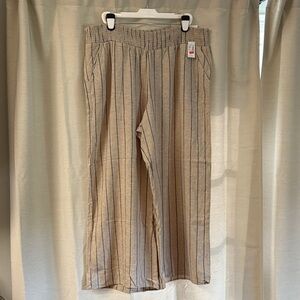 Maurices Tan and black Striped Wide Leg Pants, linen blend